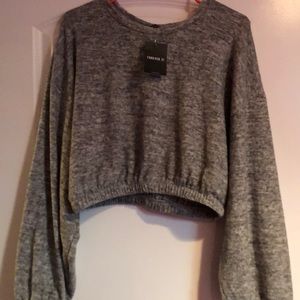 Gray cropped super soft sweater. So cozy.